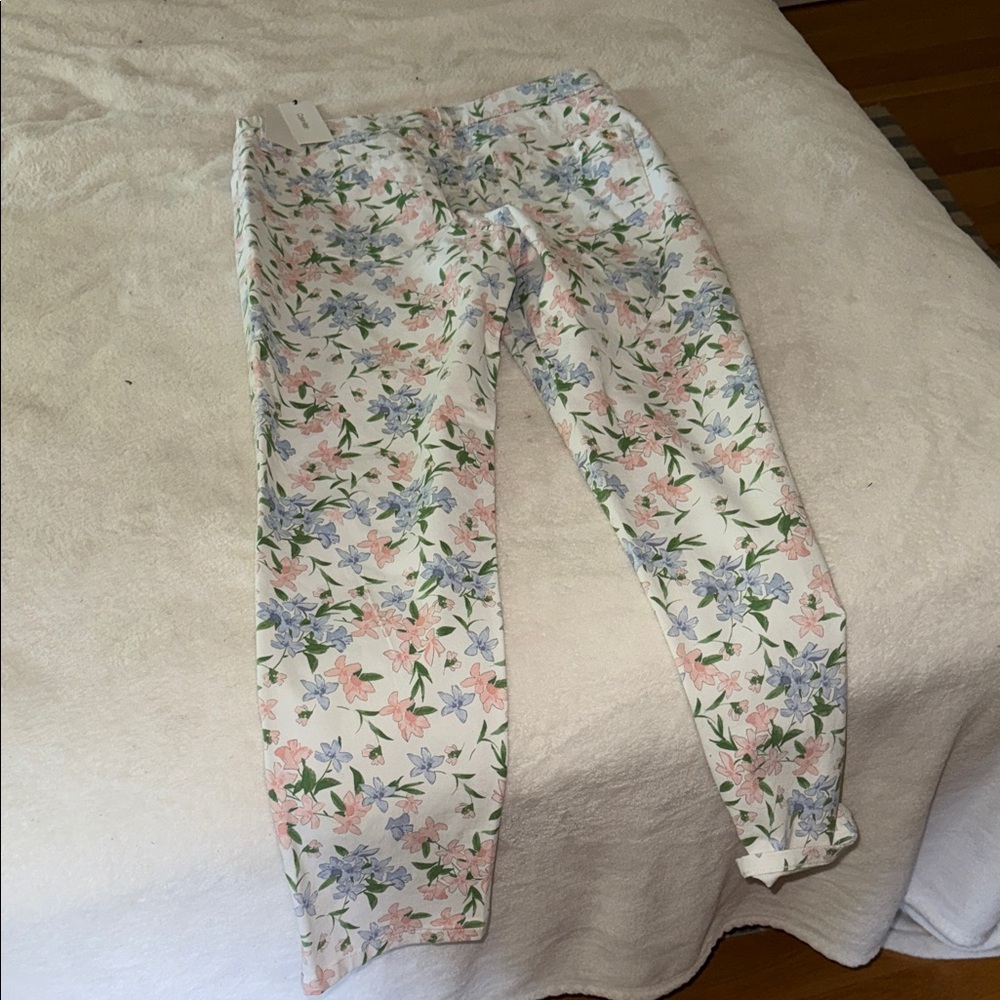 Calvin Klein floral white pants